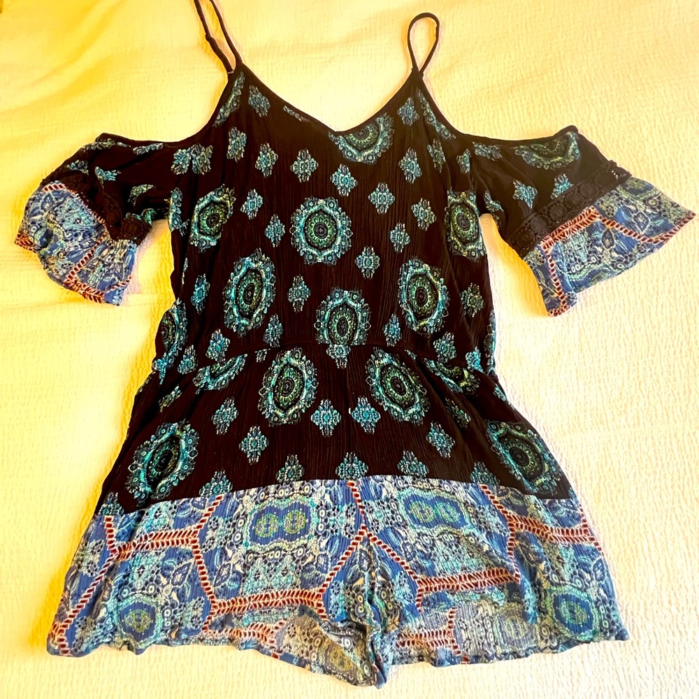 Blue and Black Romper